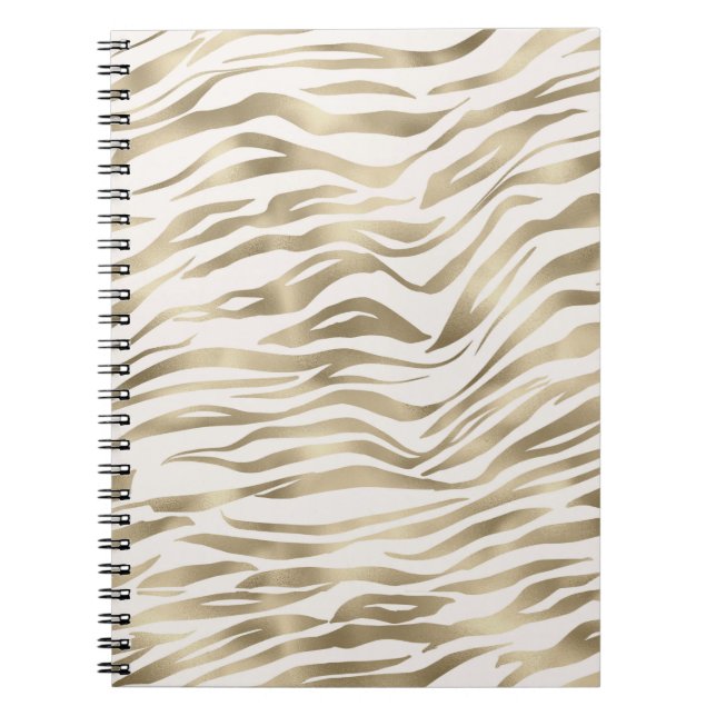 Caderno Espiral Creme Zebra Dourada (Frente)