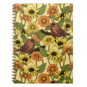 Caderno Espiral Crenças e flores em amarelo pálido