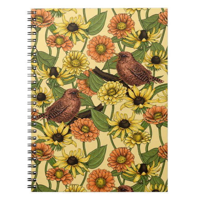 Caderno Espiral Crenças e flores em amarelo pálido (Frente)