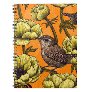 Caderno Espiral Crenças no jardim de anêmonas amarelo