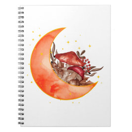 Caderno Espiral Crescent Moon Mushroom Cottagecore Fungi Mycologia