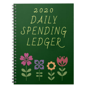 Caderno Espiral Crescimento Financeiro do Razão de Despesas Diár