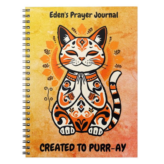 Caderno Espiral Criado a Purr-ay - Diário de oração personalizado  (Frente)