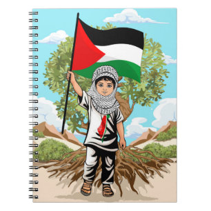 Caderno Espiral Criança com a bandeira Keffiyeh Palestine