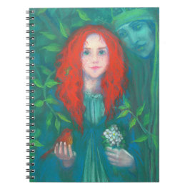 Caderno Espiral Criança da floresta, menina cabeleira vermelha, to