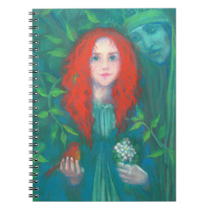 Caderno Espiral Criança da floresta, menina cabeleira vermelha, to