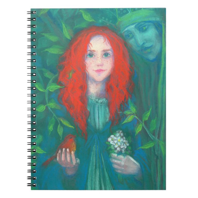 Caderno Espiral Criança da floresta, menina cabeleira vermelha, to (Frente)