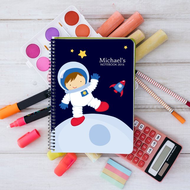 Caderno Espiral Criança do Astronauta Personalizada (Criador carregado)