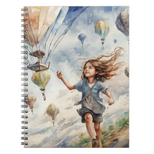 Caderno Espiral criança voando pipas