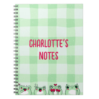 Caderno Espiral Crianças Bonitas Verdes Nome Personalizável Mangá