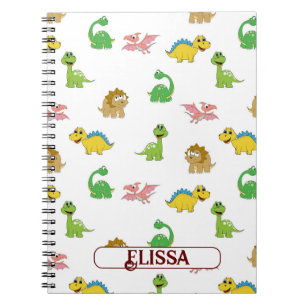 Caderno Espiral Crianças Cutes Dinossauro Padrão Animal Nome de Aq