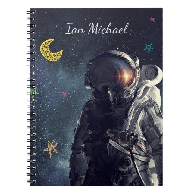 Caderno Espiral Crianças - Espaço Astronauta Pensado (Frente)