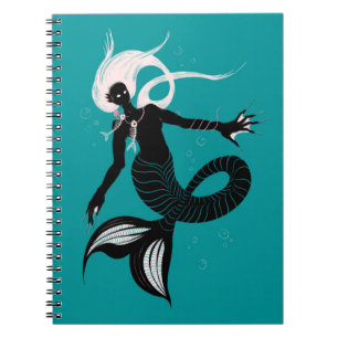 Caderno Espiral Criatura Do Mar De Fantasia Gótica Sereia Escura