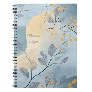 Caderno Espiral Crie Seu Próprio Floral Minimalista Azul Dourado