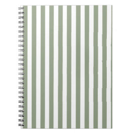 Caderno Espiral Crie Seu Próprio Padrão Listrado de Verde Sage e B
