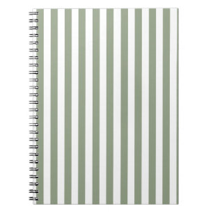 Caderno Espiral Crie Seu Próprio Padrão Listrado de Verde Sage e B