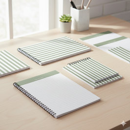 Caderno Espiral Crie seu próprio padrão verde branco riscado