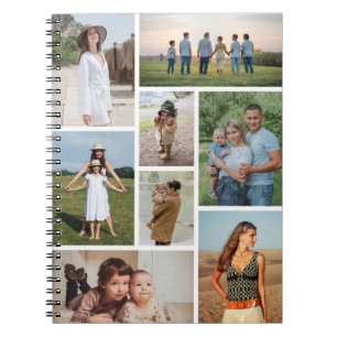 Caderno Espiral Crie sua própria colagem de 8 fotos