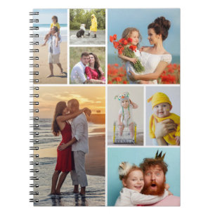 Caderno Espiral Crie sua própria colagem de 8 fotos