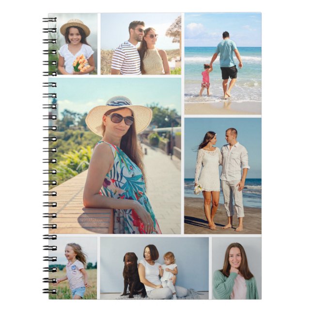 Caderno Espiral Crie sua própria colagem de 8 fotos (Frente)