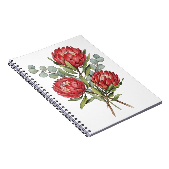 Caderno Espiral Crimson Protea Bouquet Watercolor (Lado Direito)