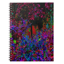 Caderno Espiral Crimson Red e Black Garden Sunrise Psicodélica