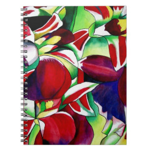 Caderno Espiral Crimson tropical Singapore Orchids flower art