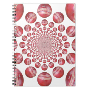 Caderno Espiral Crimson Vortex: Linda Bola de Críquete Vermelho
