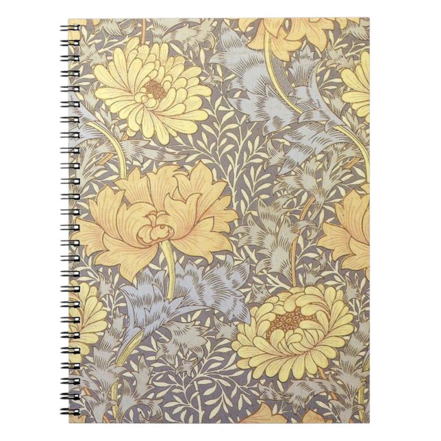 Caderno Espiral Crisântemo Flores Mãe William Morris (Frente)