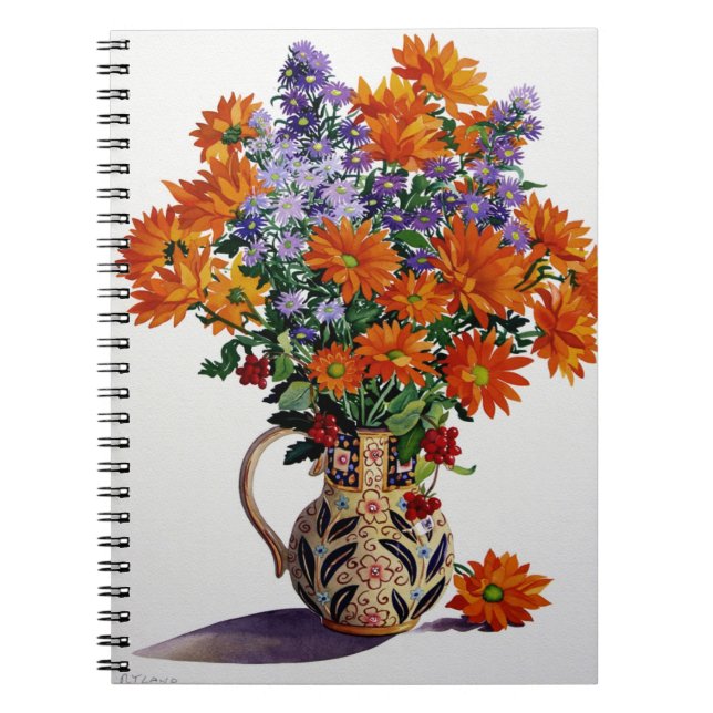 Caderno Espiral Crisântemos alaranjados (Frente)