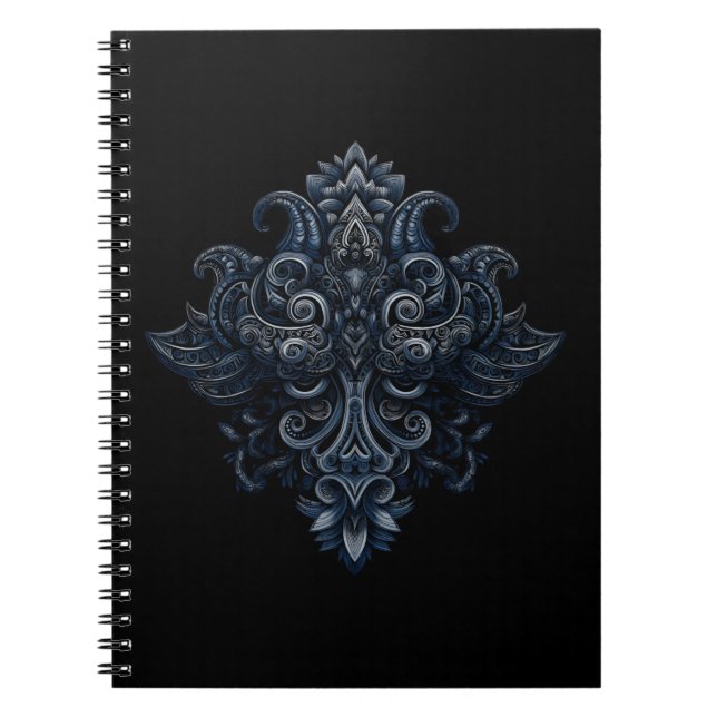 Caderno Espiral Crista de Filigrana da Meia-Noite (Frente)