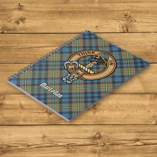 Caderno Espiral Crista do Clã MacLellan sobre Tartan Antigo
