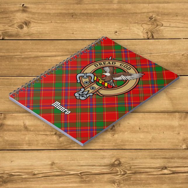Caderno Espiral Crista do Clã Munro sobre Tartan (Criador carregado)