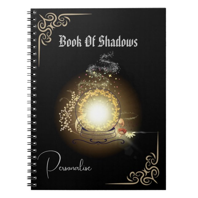 Caderno Espiral Cristal Ball Book Of Shadows Sparly Diário Black (Frente)