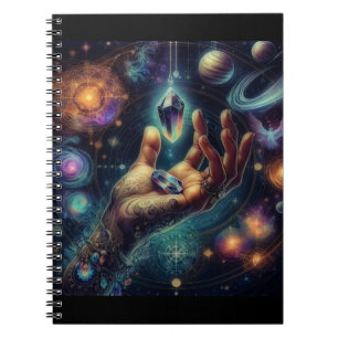Caderno Espiral Cristal Celestial no Espaço da Galáxia Palm