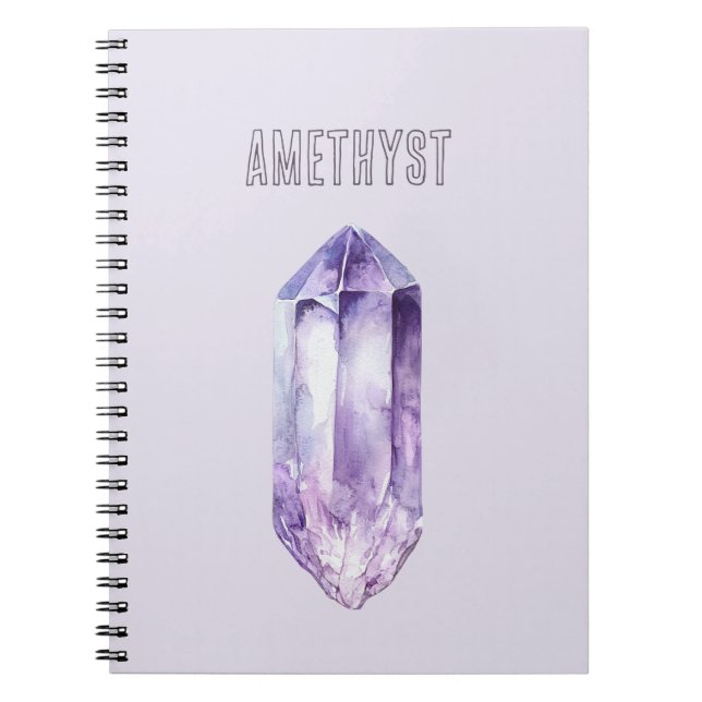 Caderno Espiral Cristal de ametista roxa (Frente)