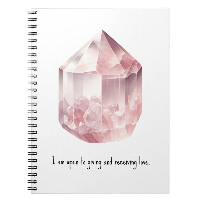 Caderno Espiral Cristal de Quartzo Rosa Spell de Amor Mágico  (Frente)