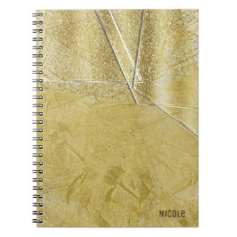 Caderno Espiral Cristal de Vidro Dourado Brilho Glam Estilo Design