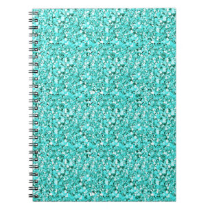 Caderno Espiral Cristal Druzy - azul aquamarino
