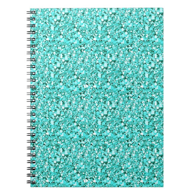Caderno Espiral Cristal Druzy - azul aquamarino (Frente)