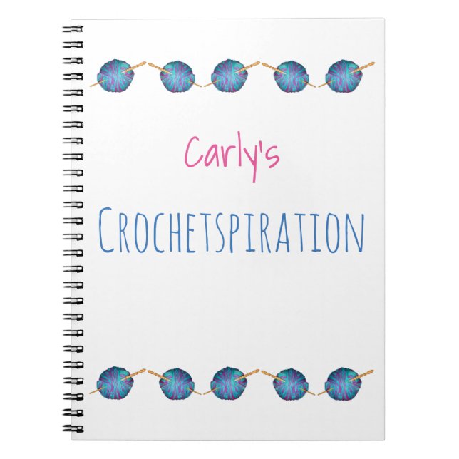 Caderno Espiral Crochetspiration - personalizado com o seu nome (Frente)