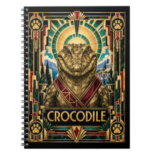 Caderno Espiral Crocodilo, Arte Deco Vida Selvagem