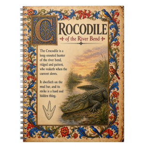 Caderno Espiral Crocodilo, Arte do Bestiário Medieval