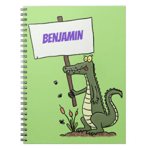 Caderno Espiral Crocodilo engraçado, alinhador com cartoon
