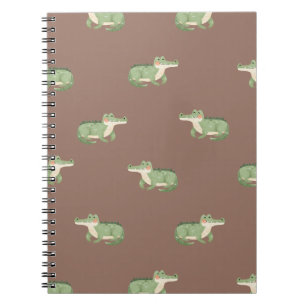 Caderno Espiral Crocodilos em Aquarela sobre Marrom