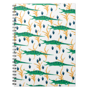 Caderno Espiral Crocodilos lindos, padrão uniforme. Animais de de