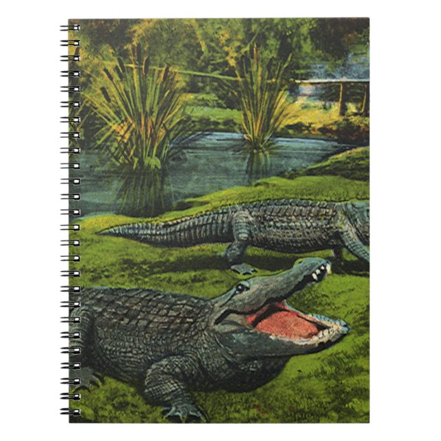 Caderno Espiral Crocodilos Vintage, Animais da Marinha Répteis (Frente)