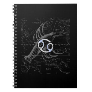 Caderno Espiral Cromo como Cancer Constelação Zodiaca Hevelius