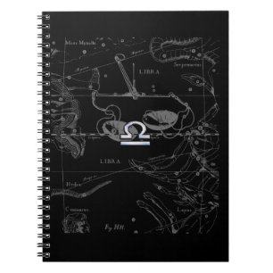 Caderno Espiral Cromo como Libra Zodiac Sinal em Hevélio