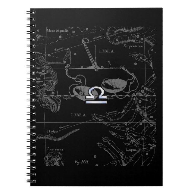 Caderno Espiral Cromo como Libra Zodiac Sinal em Hevélio (Frente)